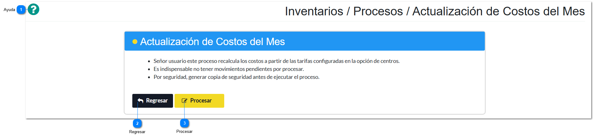 Actualización de Costos del Mes