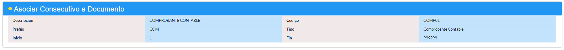 1. Datos del consecutivo