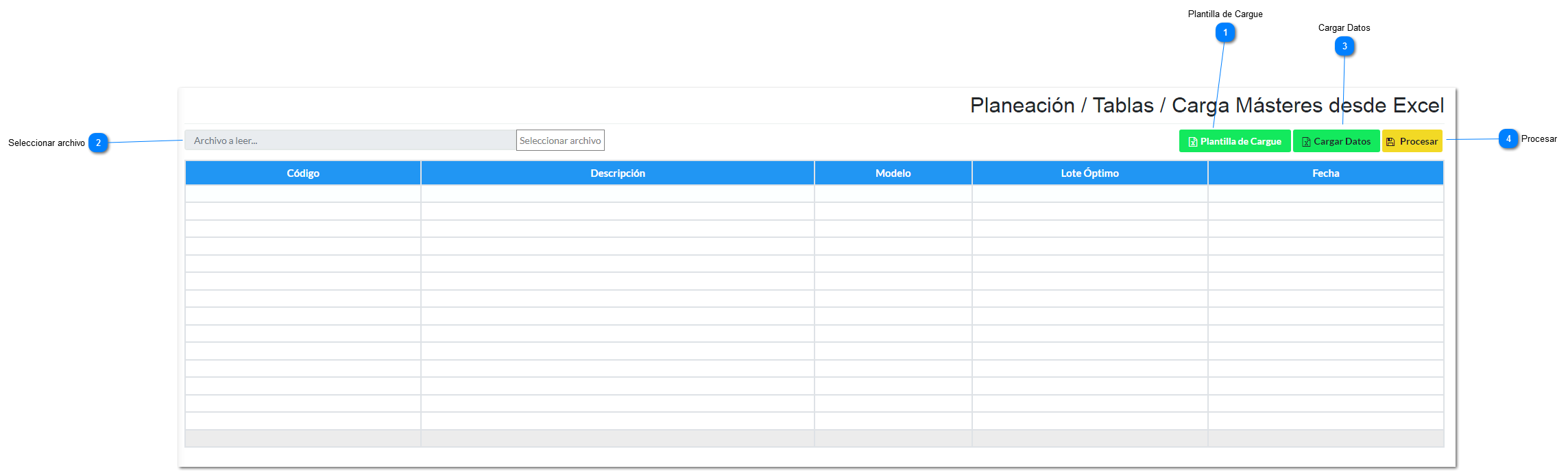 Cargar Másteres Desde Excel