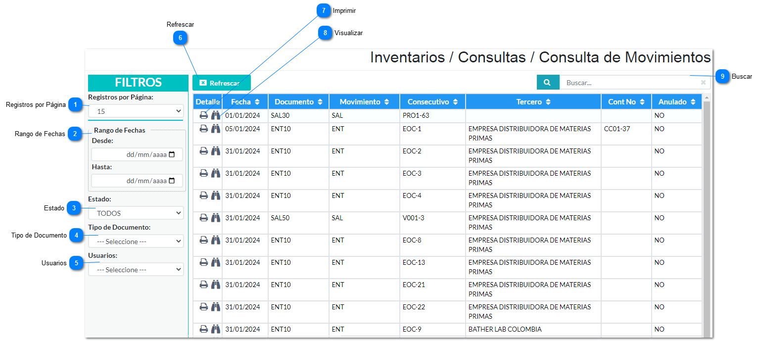 Consulta de Movimientos