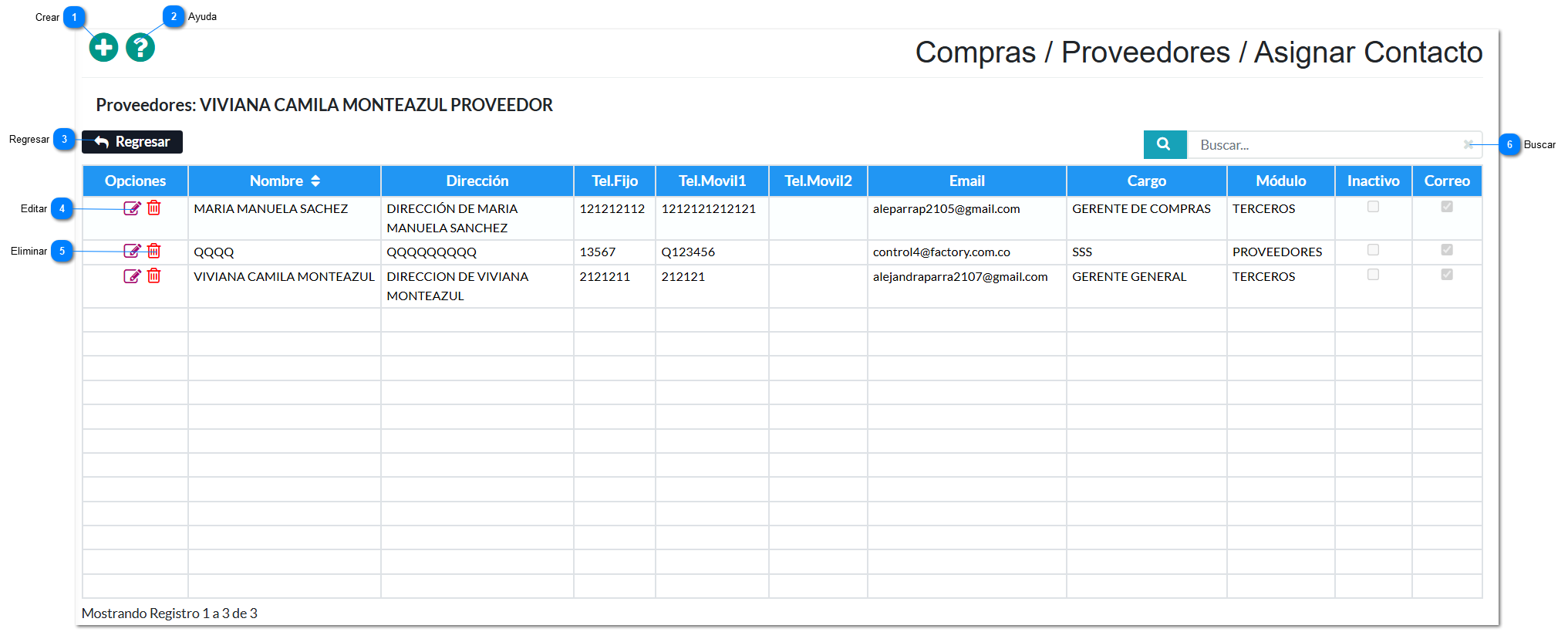 Contactos Proveedores