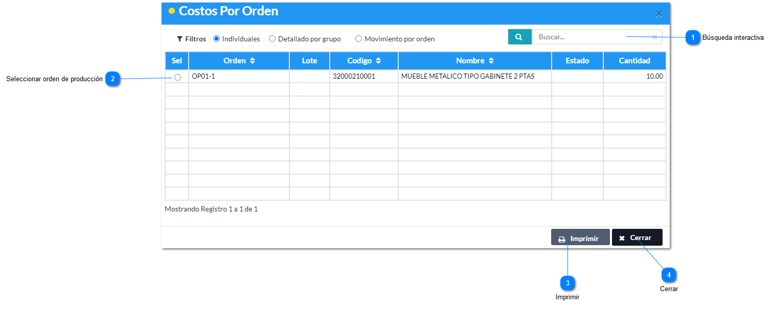 Costos por Orden (Individuales)