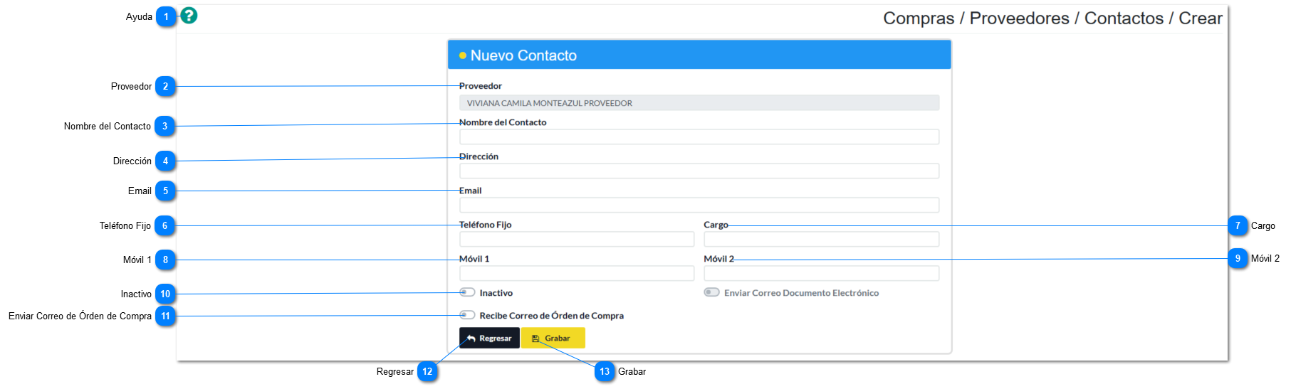 Crear Contactos Proveedores