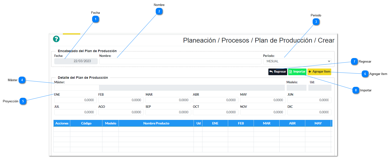 Crear Plan de Producción