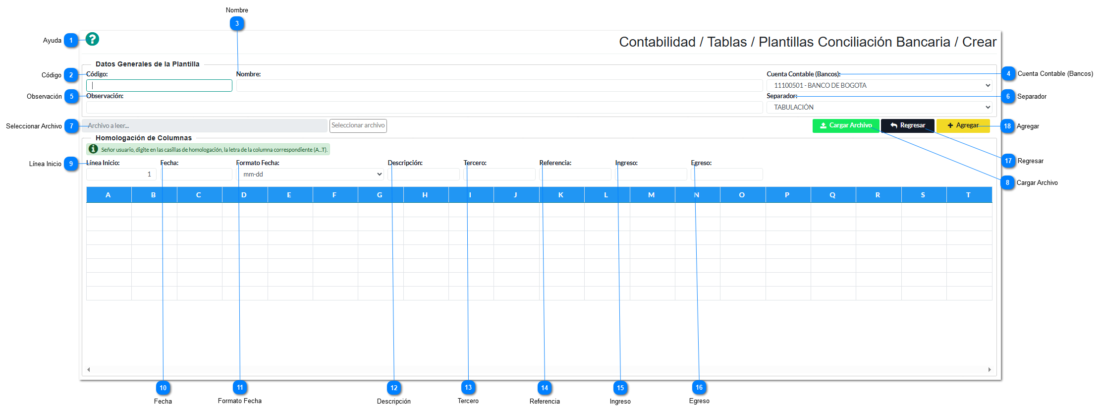 Crear Plantillas Conciliaciones Bancarias