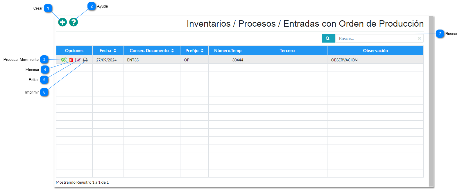 Entradas con Orden de Producción 