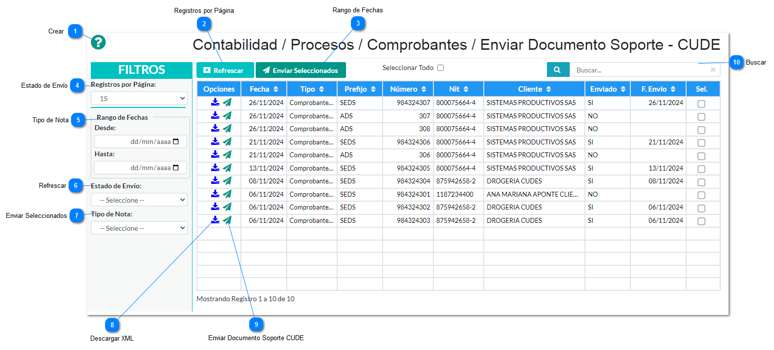 Envio de Documento Soporte CUDE