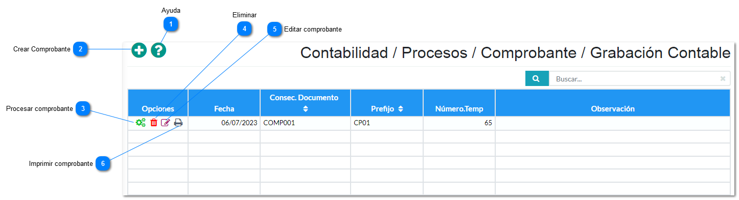 Grabación de Comprobantes