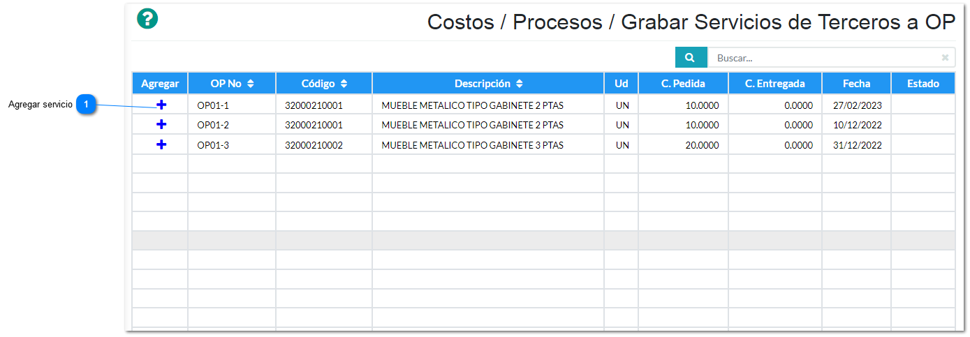 Grabar Servicio de Terceros