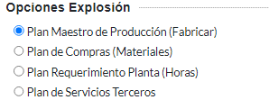 1. Opciones de explosión