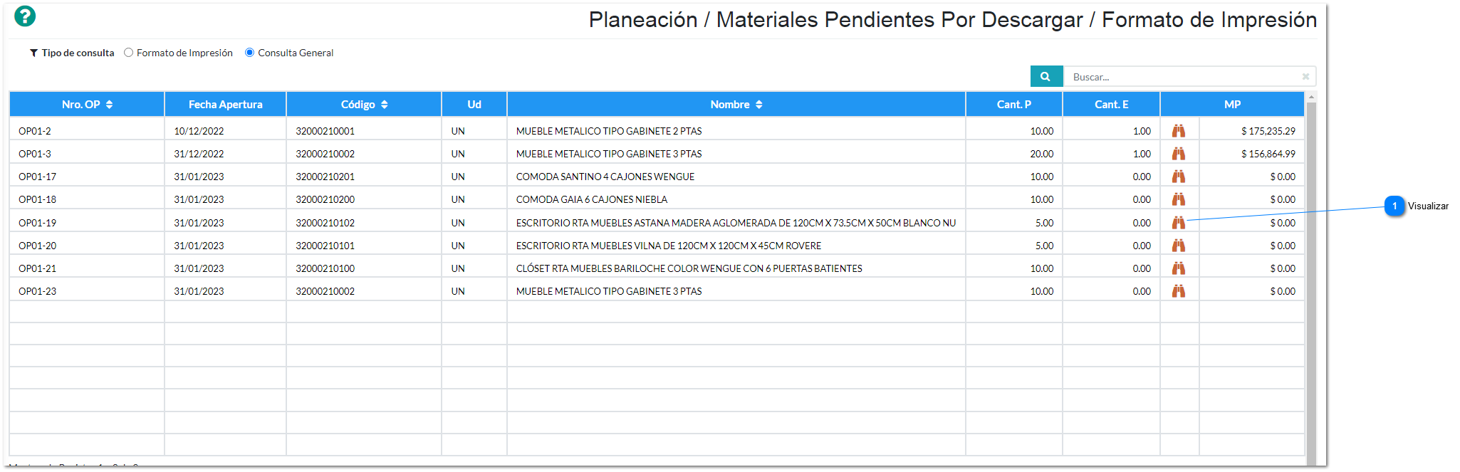 Pendientes por Descargar (Consulta)