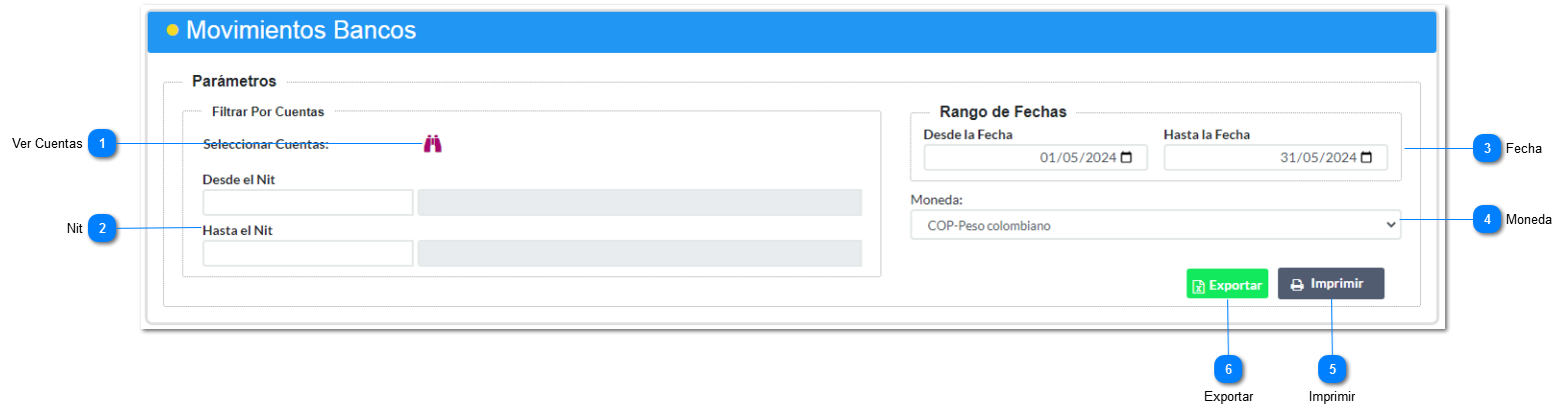 Reporte de Movimiento de Bancos